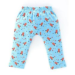 Babyhug Interlock Cotton Knit Full Length Diaper Pants Space Shuttle Print Pack of 3 - Navy Turquoise & Orange