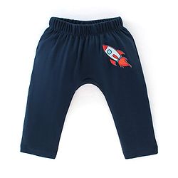 Babyhug Interlock Cotton Knit Full Length Diaper Pants Space Shuttle Print Pack of 3 - Navy Turquoise & Orange