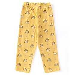 Babyhug Cotton Knit Half Sleeves Night Suit With Rainbow Print - Yellow
