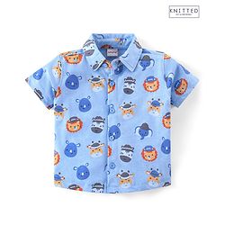 Babyhug 100% Cotton Half Sleeves Shirt Lion Print- Blue