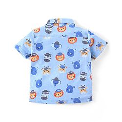 Babyhug 100% Cotton Half Sleeves Shirt Lion Print- Blue