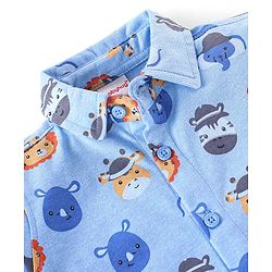 Babyhug 100% Cotton Half Sleeves Shirt Lion Print- Blue