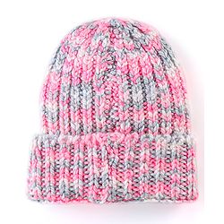 Babyhug Striped Design Woollen Cap Pink - Diameter 11.5 cm