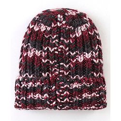 Babyhug Striped Design Woollen Cap Red - Diameter 10.5 cm