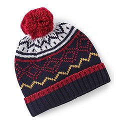 Babyhug Woollen Knit Cap With Pom Pom Navy Blue & Red  - Diameter 12 cm