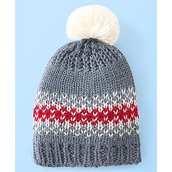 Babyhug Woollen Cap with Pompom - Grey