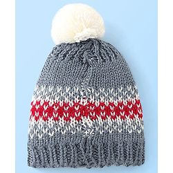 Babyhug Woollen Cap with Pompom - Grey