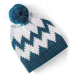 Babyhug Pom Pom Woollen Cap White & Blue - Diameter 9.5 cm