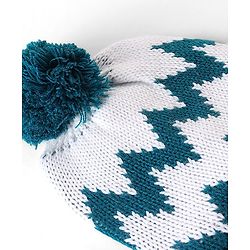 Babyhug Pom Pom Woollen Cap White & Blue - Diameter 9.5 cm