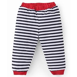 Babyhug Cotton Knit Full Sleeves Hooded Sweatshirt & Joggers Set With Penguin Embroidery - Red