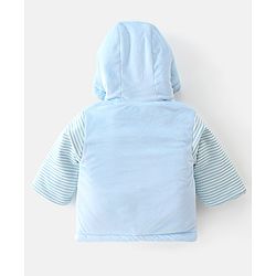 Babyhug Hooded Full Sleeves Winter Wear Set Striped - Blue