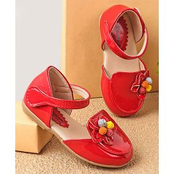 Cute Walk By Babyhug Bellies with Velcro Closure & Floral Applique - Red