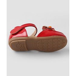 Cute Walk By Babyhug Bellies with Velcro Closure & Floral Applique - Red