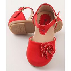 Cute Walk by Babyhug Bellies With Buckle Closure & Floral Applique - Red