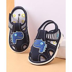 Cute Walk by Babyhug Slip On Sandals with Dino Applique & Velcro Closure - Blue