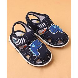 Cute Walk by Babyhug Slip On Sandals with Dino Applique & Velcro Closure - Blue