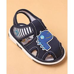 Cute Walk by Babyhug Slip On Sandals with Dino Applique & Velcro Closure - Blue