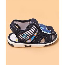 Cute Walk by Babyhug Slip On Sandals with Dino Applique & Velcro Closure - Blue