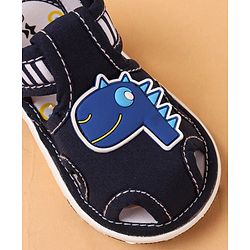 Cute Walk by Babyhug Slip On Sandals with Dino Applique & Velcro Closure - Blue