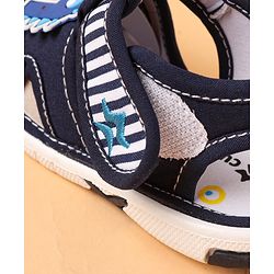 Cute Walk by Babyhug Slip On Sandals with Dino Applique & Velcro Closure - Blue