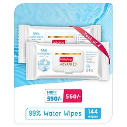 Babyhug Advanced 99% Pure Water Unscented Baby Wipes - 72 Pieces