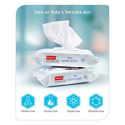 Babyhug Advanced 99% Pure Water Unscented Baby Wipes - 72 Pieces