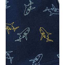 Babyhug Cotton Half Sleeves Night Suit Shark Print- Navy Blue
