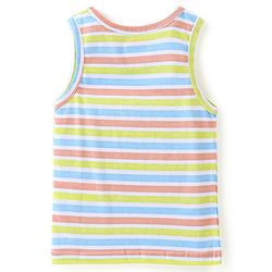 Babyhug 100% Cotton Knit Sleeveless Striped Sandos Whales Print Pack of 3 - Multicolour