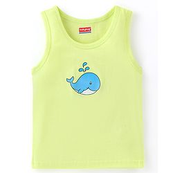 Babyhug 100% Cotton Knit Sleeveless Striped Sandos Whales Print Pack of 3 - Multicolour