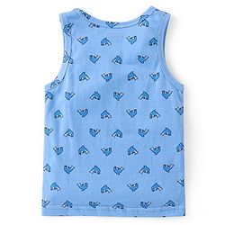 Babyhug 100% Cotton Knit Sleeveless Striped Sandos Whales Print Pack of 3 - Multicolour