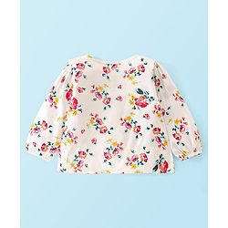 Babyhug 100% Rayon Full Sleeves Top Floral Print with Frill Detailing - Off White