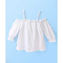 Babyhug 100% Rayon Woven Three Fourth Sleeves Top with Floral Print - White