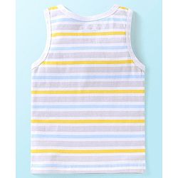 Babyhug 100% Cotton Knit Sleeveless Striped Sandos Balls Print Pack of 3 - Multicolour