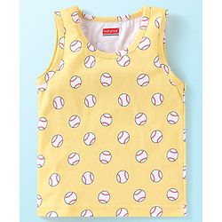 Babyhug 100% Cotton Knit Sleeveless Striped Sandos Balls Print Pack of 3 - Multicolour