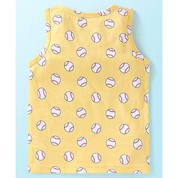 Babyhug 100% Cotton Knit Sleeveless Striped Sandos Balls Print Pack of 3 - Multicolour