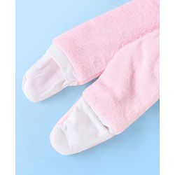 Babyhug Knit Full Sleeves Winter Wear Romper with Eyes Applique - Pink
