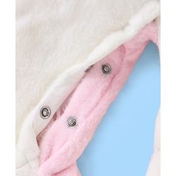 Babyhug Knit Full Sleeves Winter Wear Romper with Eyes Applique - Pink