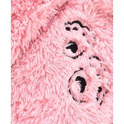 Babyhug Full Sleeves Hooded Winterwear Romper with Kitty Embroidered - Pink