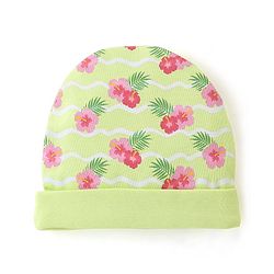 Babyhug 100%  Cotton Cap Mittens And Booties Floral Print -  Green