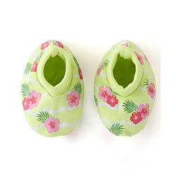 Babyhug 100%  Cotton Cap Mittens And Booties Floral Print -  Green