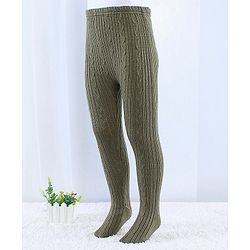 Babyhug Knit Footed Woolen Pant with Cable Knit Design - Olive