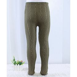 Babyhug Knit Footed Woolen Pant with Cable Knit Design - Olive