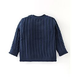 Babyhug Full Sleeves Cable Knit Design Sweater - Navy