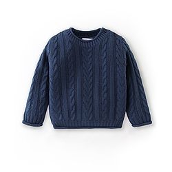 Babyhug Full Sleeves Cable Knit Design Sweater - Navy