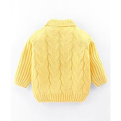 Babyhug Knit Full Sleeves Embroidered  Sweater - Yellow