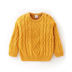 Babyhug Full Sleeves Sweater Cable Knit Design- Yellow
