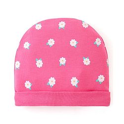 Babyhug 100% Cotton Cap Mittens And Booties Floral Print -  Pink