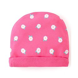 Babyhug 100% Cotton Cap Mittens And Booties Floral Print -  Pink