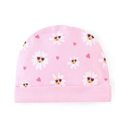 Babyhug 100% Cotton Cap Mittens And Booties Floral Print Pink - Diameter 9.5 cm