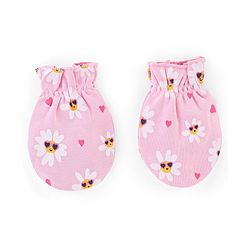 Babyhug 100% Cotton Cap Mittens And Booties Floral Print Pink - Diameter 9.5 cm